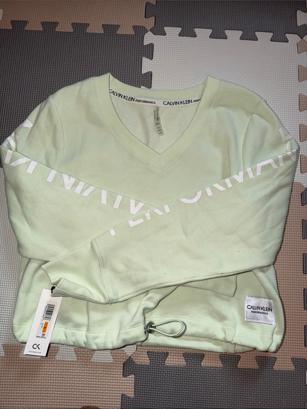 Calvin Klein Light Mint V-Neck Performance Sweatshirt